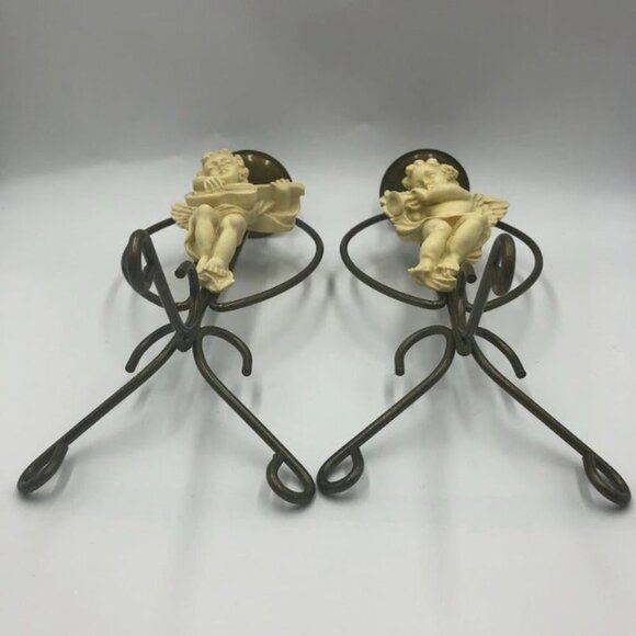 Vintage Metal Angel Set of 2 Taper Candle Holders Spiritual Holiday Décor Altar - Picture 8 of 12